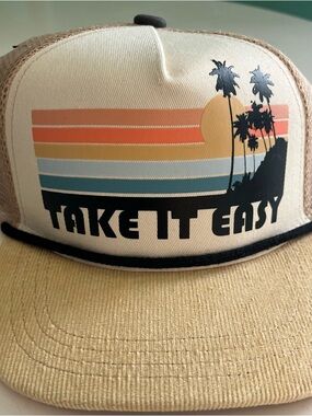 Take It Easy Beige Trucker Hat